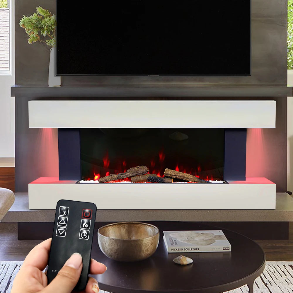50 Inch Large LED Electric Fireplace Remote Wifi Control 7 Flame Colors